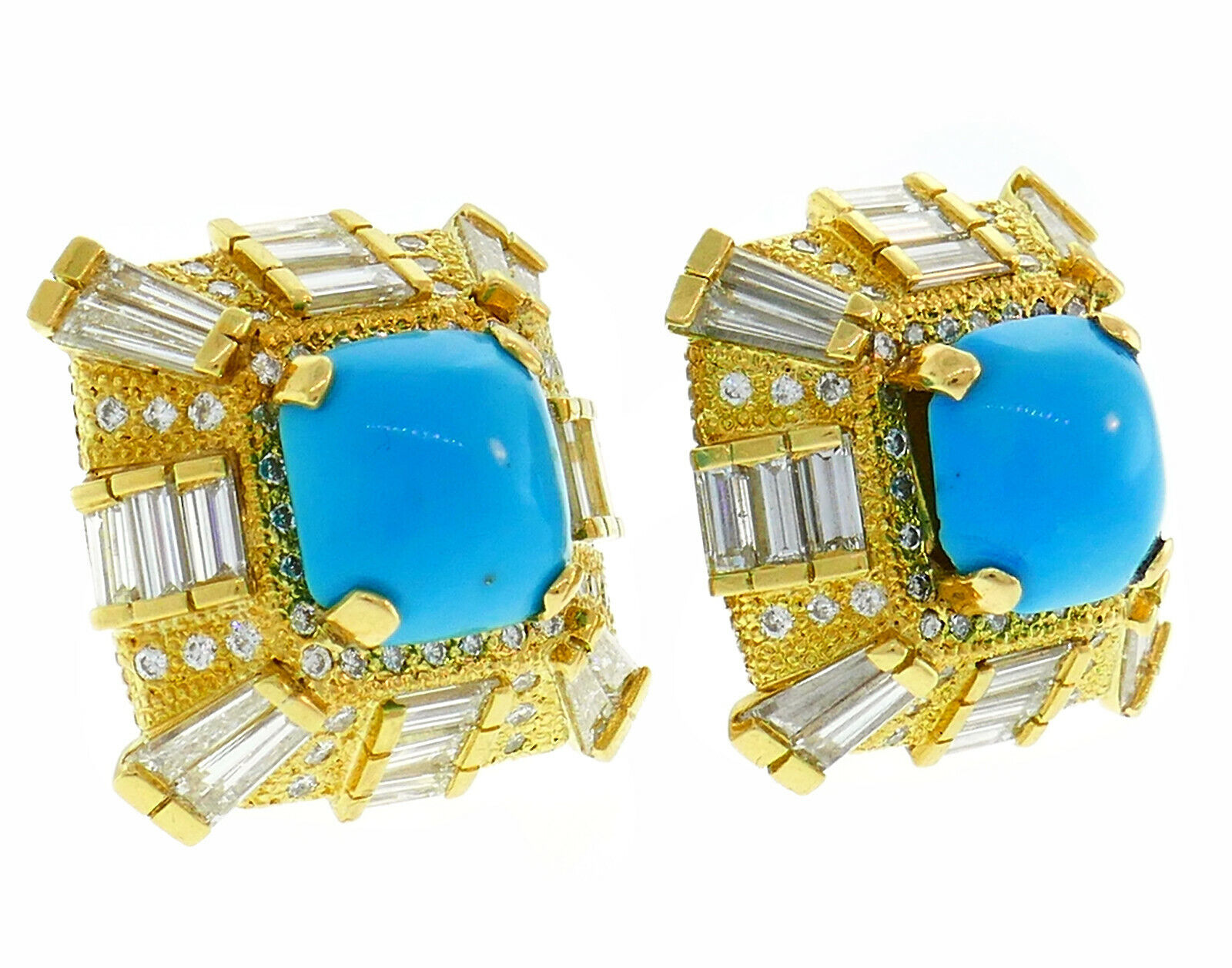 Turquoise Diamond Yellow Gold EARRINGS - image 4