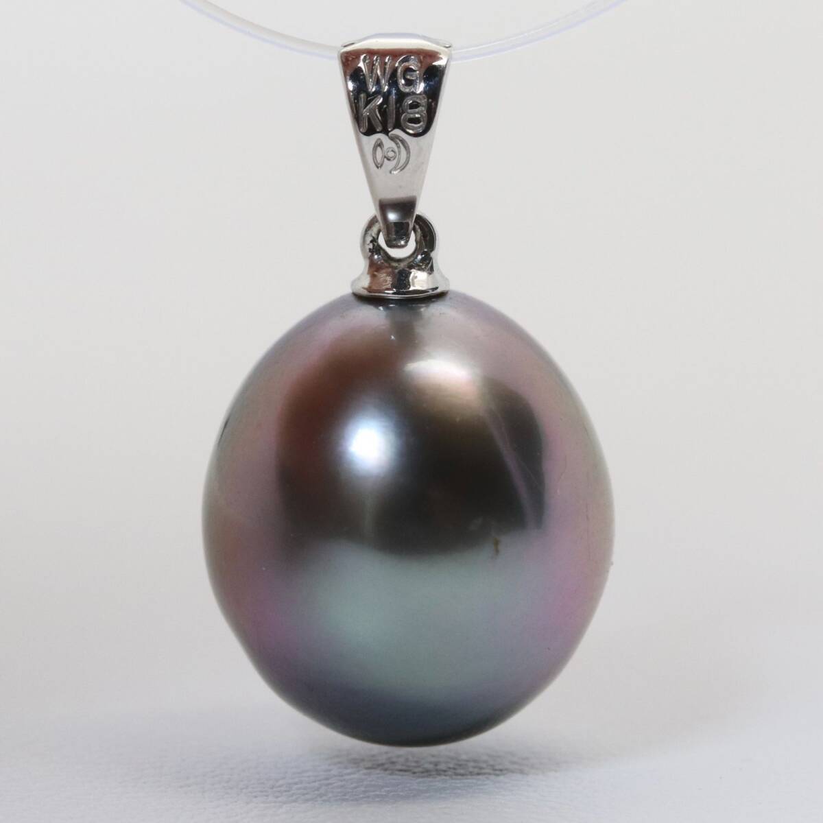 Tazaki Pearl K18WG Pearl Black Pearl Necklace Top… - image 2