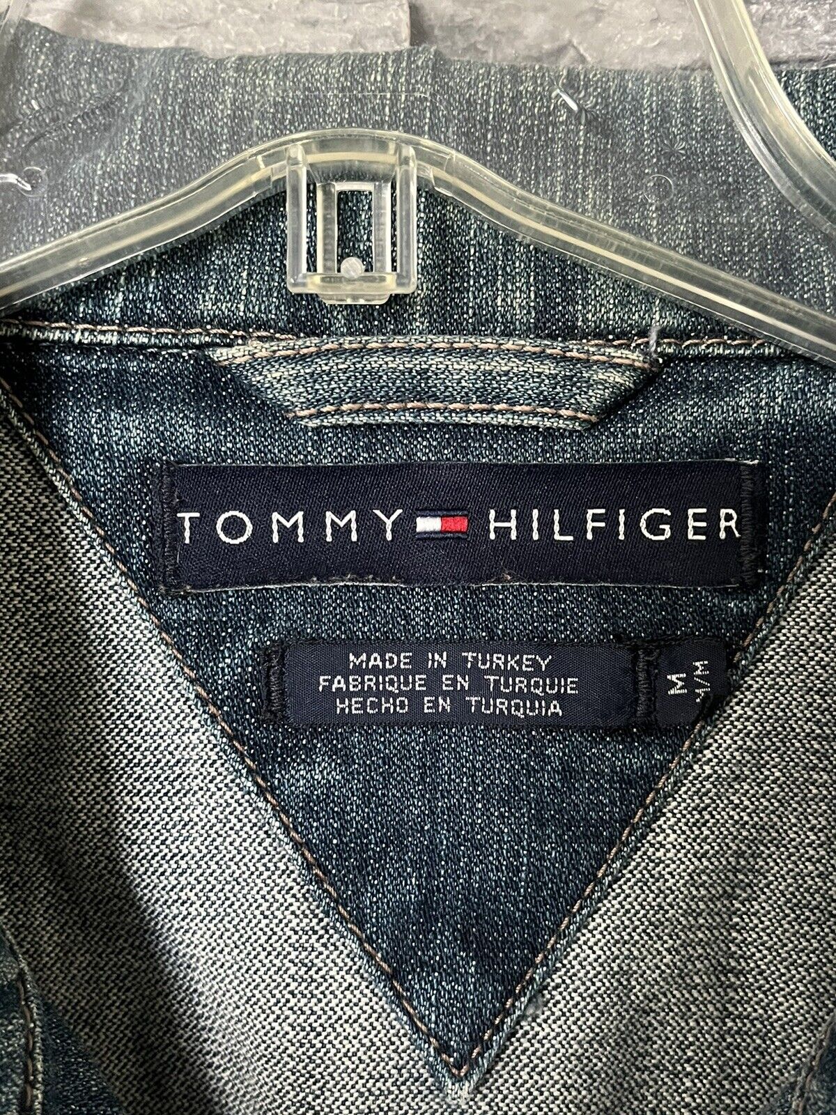 VTG TOMMY HILFIGER DISTRESSED DENIM JACKET MEN SI… - image 2