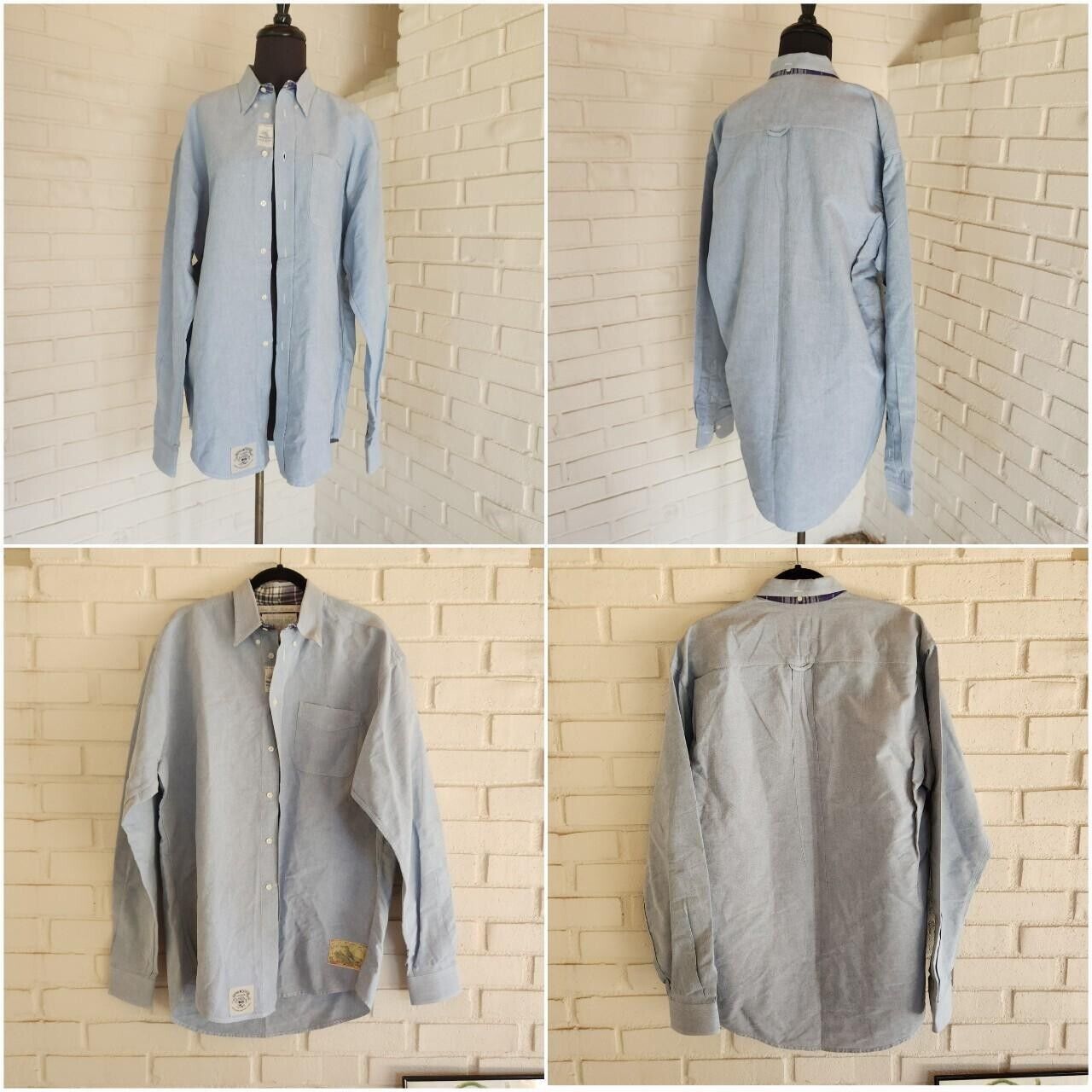 Vtg Cotton Dress Shirt, Blue Denim Like Top, Scot… - image 5