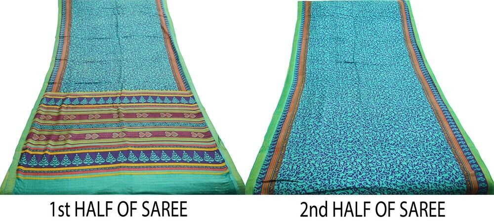 Vintage Blue & Green Heavy Saree Pure Woolen Wove… - image 16