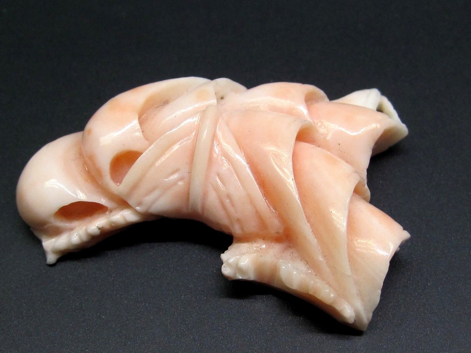 Antique Lds Coral Salmon Colored  Carved Piece. 1… - image 3