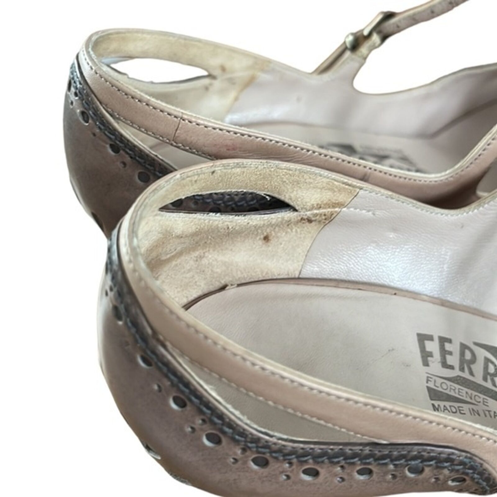 EUC Salvatore Ferragamo Peep Toe Classic Vintage … - image 6