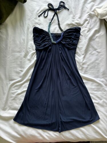 Sky Brand Sexy Navy Blue Halter Dress w/Shades Of… - image 1