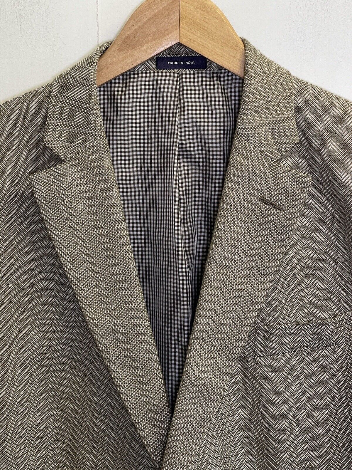 Stafford Sport Coat Mens 42L Linen & Wool Herring… - image 2