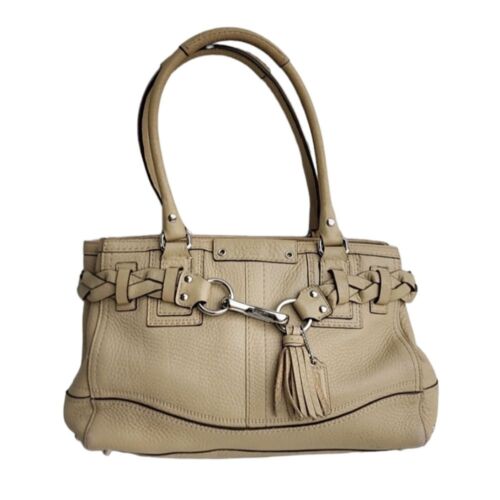 COACH Hampton Cream Leather Carryall Satchel Tote… - image 1