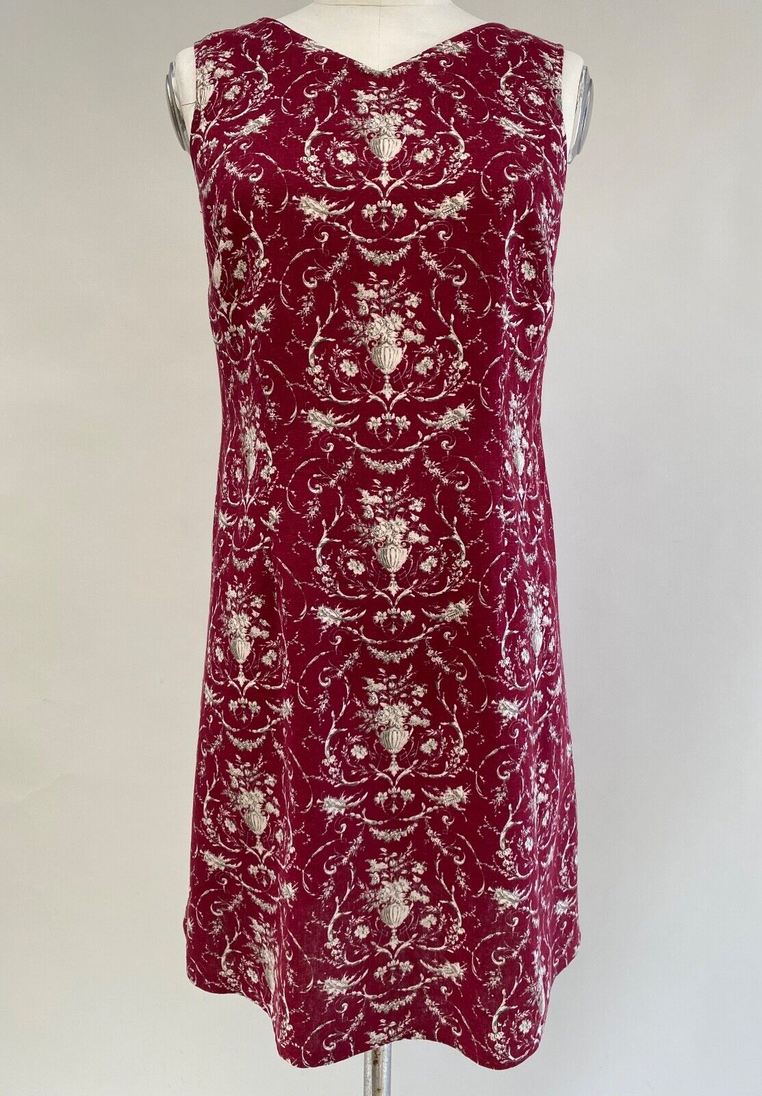 Talbots Petite Sheath Dress Red Linen Blend Toile… - image 1