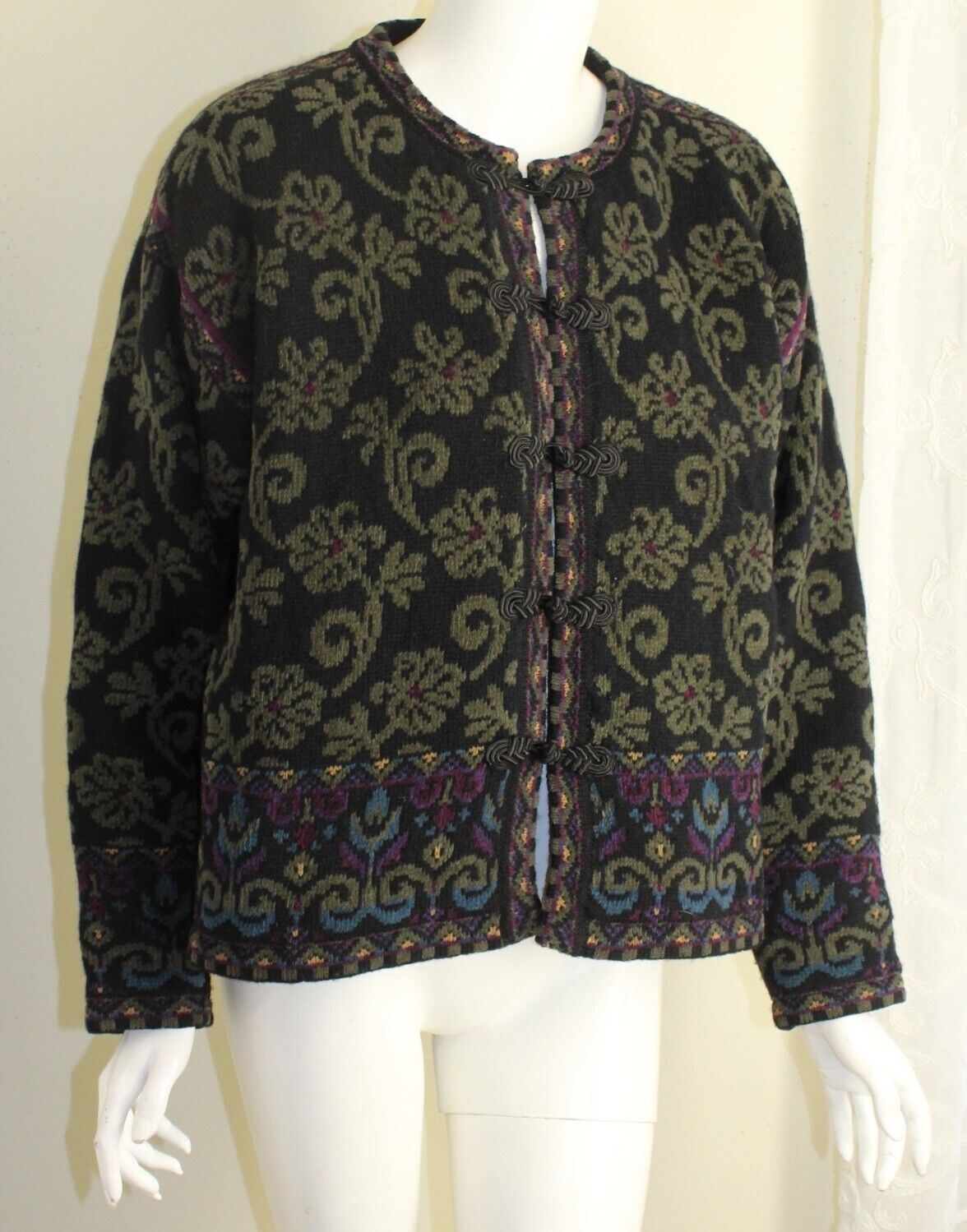 Icelandic Design Sz L Gorgeous Wool Chenille Asia… - image 1