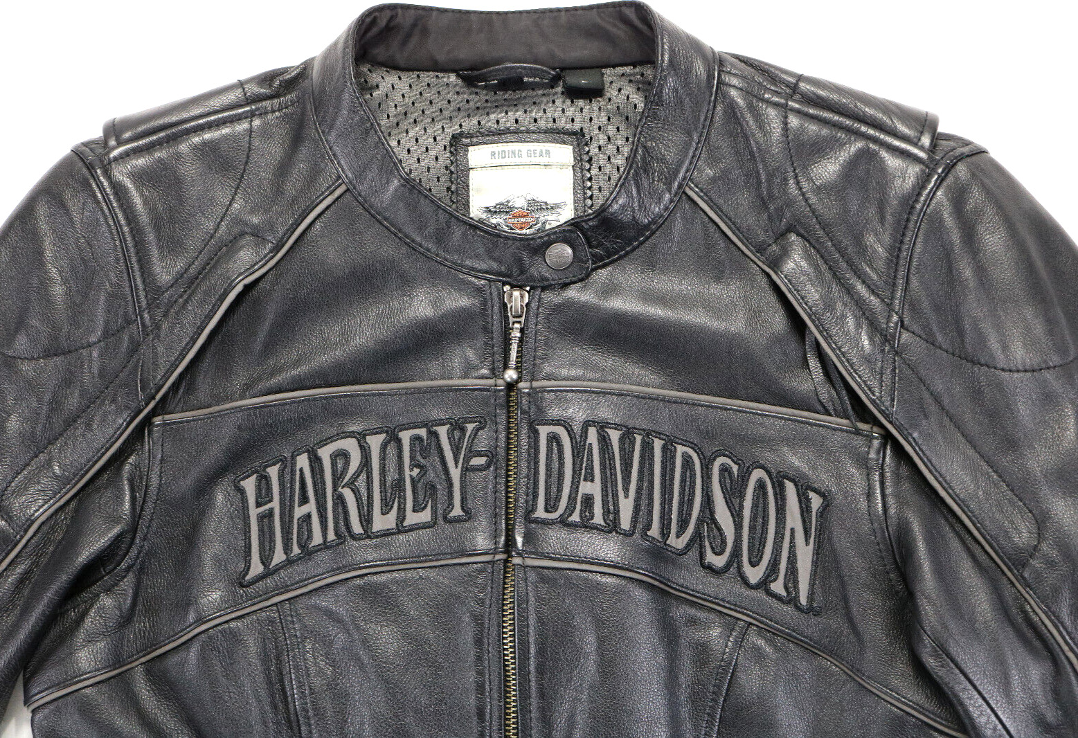 womens harley davidson jacket L black leather Wil… - image 10