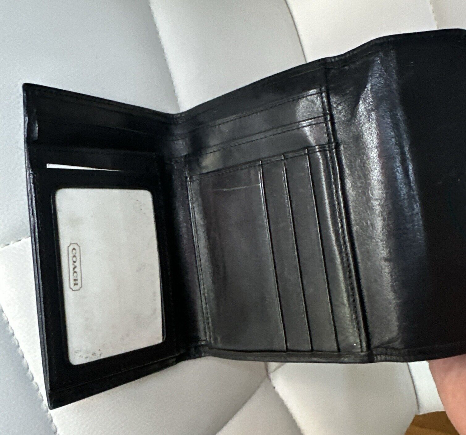 Coach Black Leather Tri-Fold Envelope Snap Clutch… - image 5