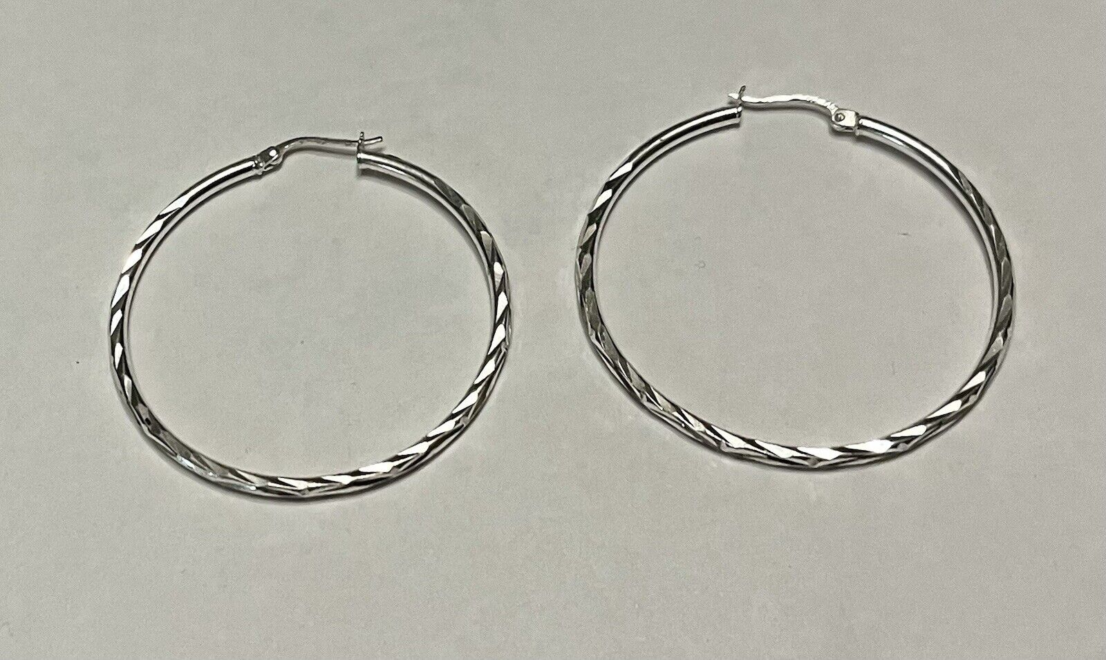 925 Sterling Silver Hoop Earrings Large 1.6” - image 1