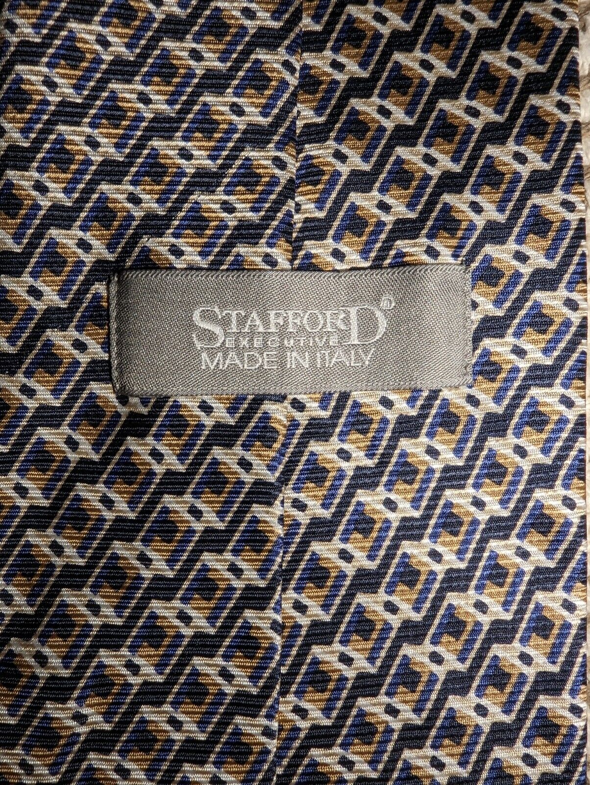 Stafford Executive Silk Men's Tie Gold Black Blue… - image 4