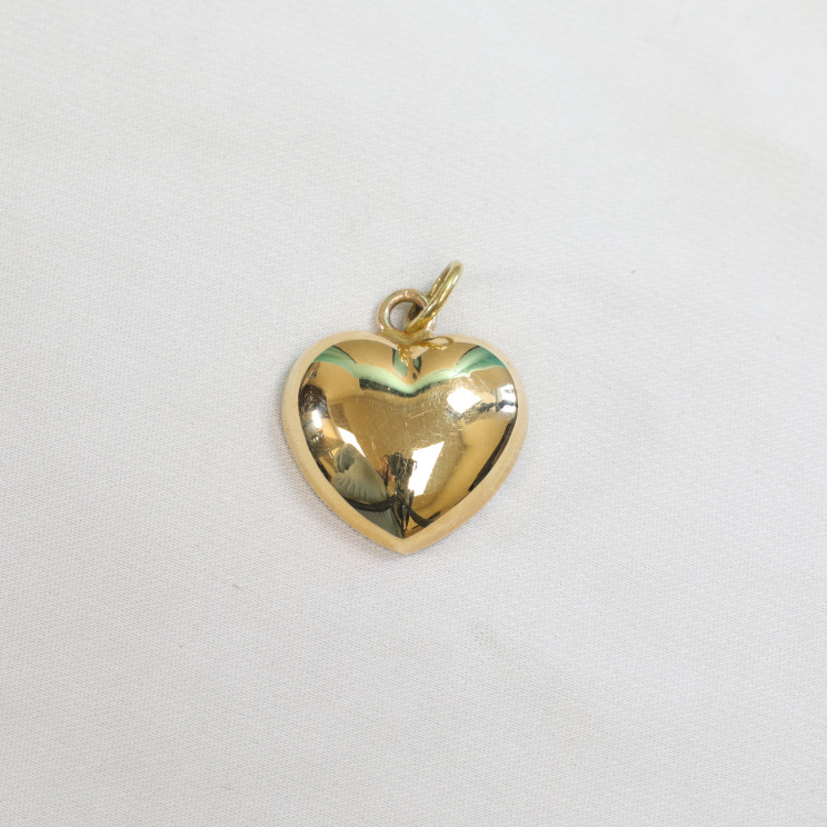 10K Yellow Gold Puffy Heart Pendant, One-Sided, V… - image 3