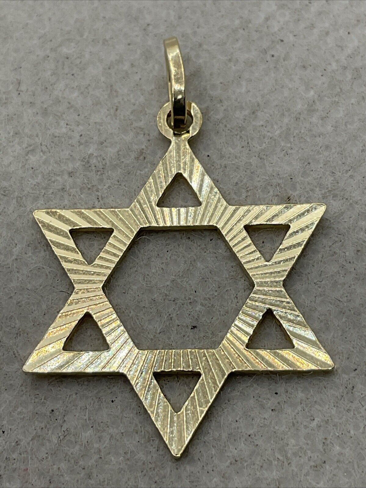 Solid 14K Yellow Gold Diamond Cut Jewish STAR of … - image 2