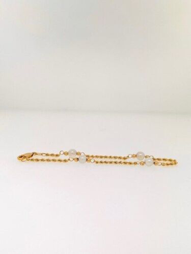 14K Yellow Gold Bracelet With Pearls - image 1