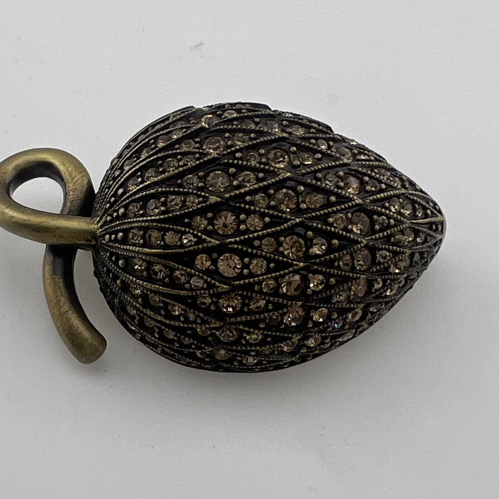 Joan Rivers Brooch Pin Acorn Rhinestone Fall Gold… - image 5