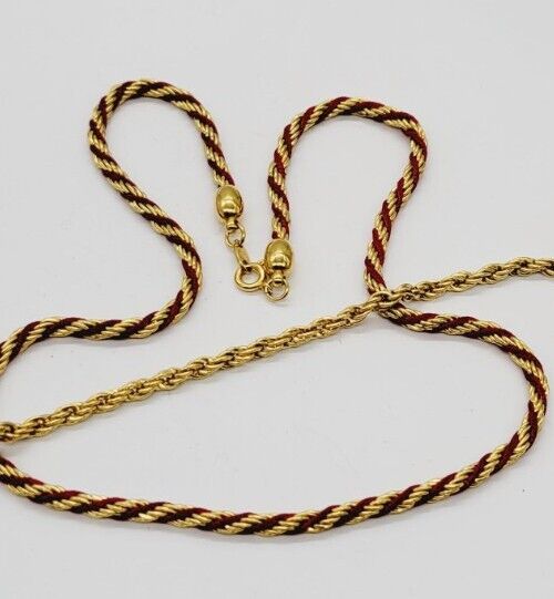 TRIFARI Signed Red and Gold Twisted Rope Necklace… - image 4