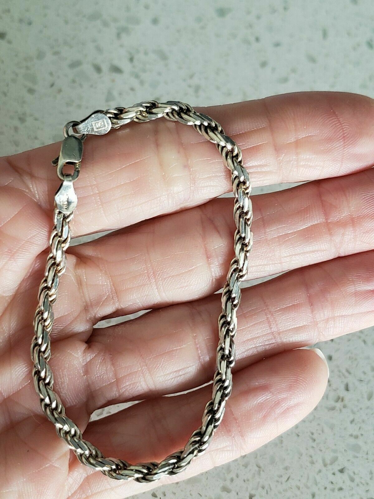 925 Sterling Silver ITALY 7" Rope Bracelet - image 6