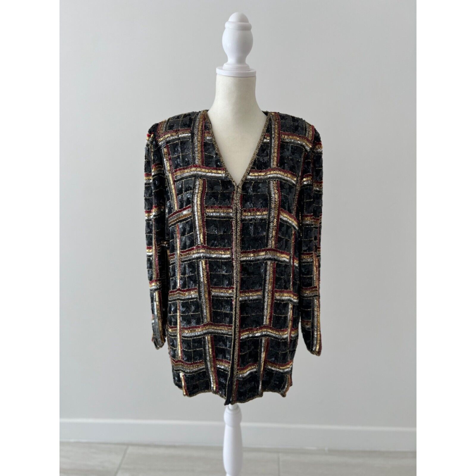 Vintage Temptation sequins jacket 100% pure silk - image 1