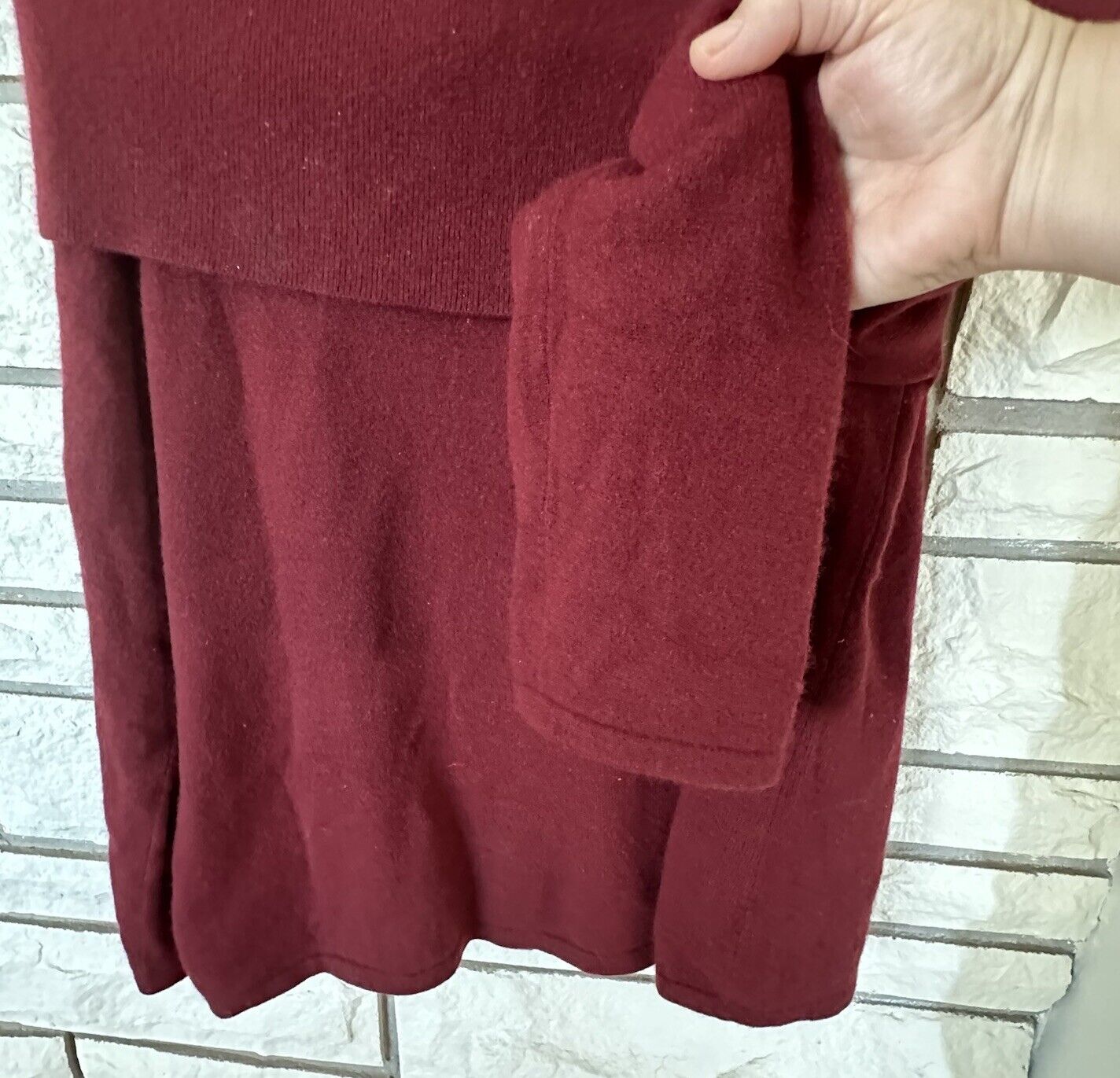 Nordstrom Encore 100% Cashmere Burgundy Split Nec… - image 2