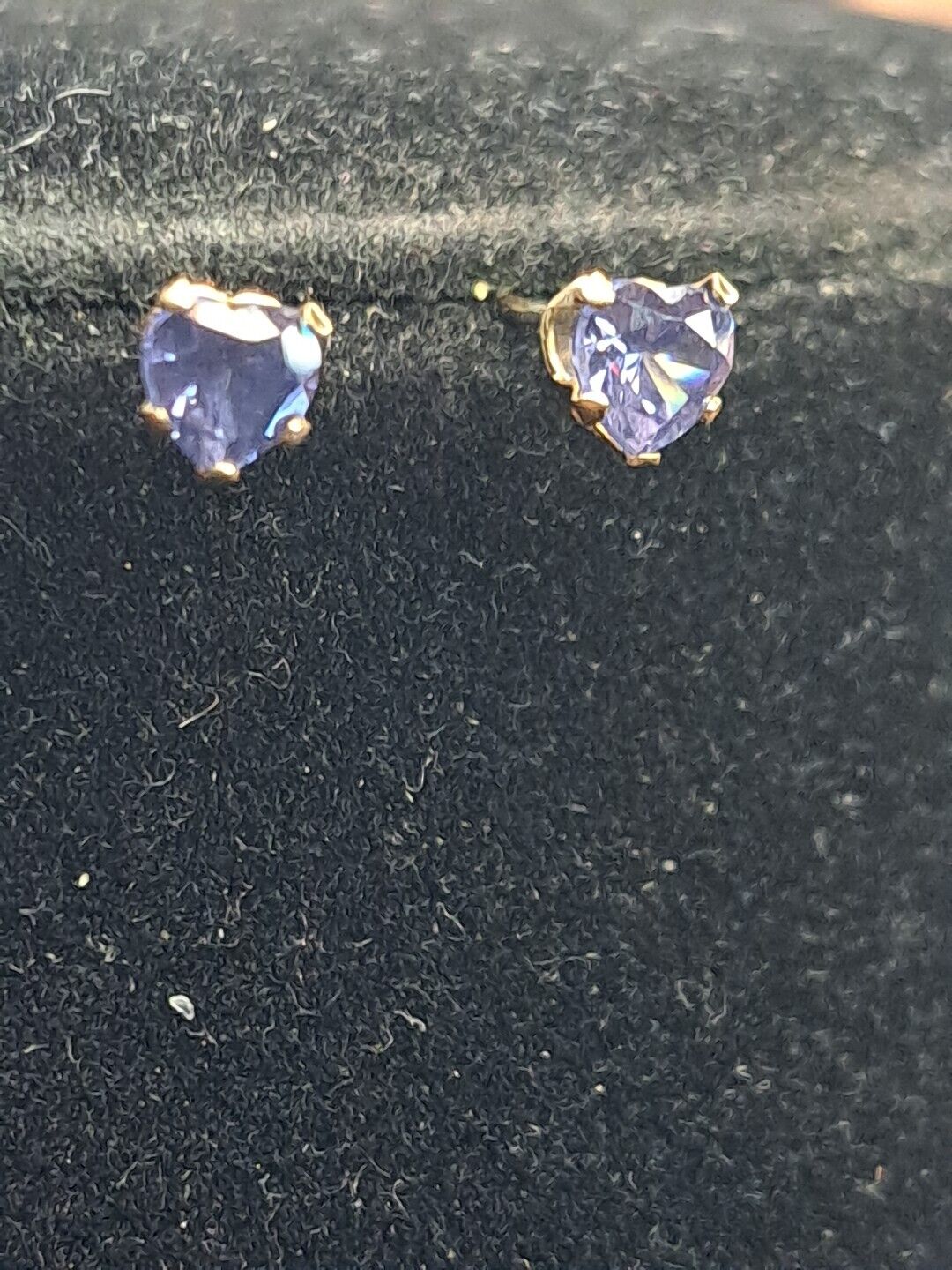 10k Yellow Gold Heart Purple Sapphires Stud Heart… - image 14