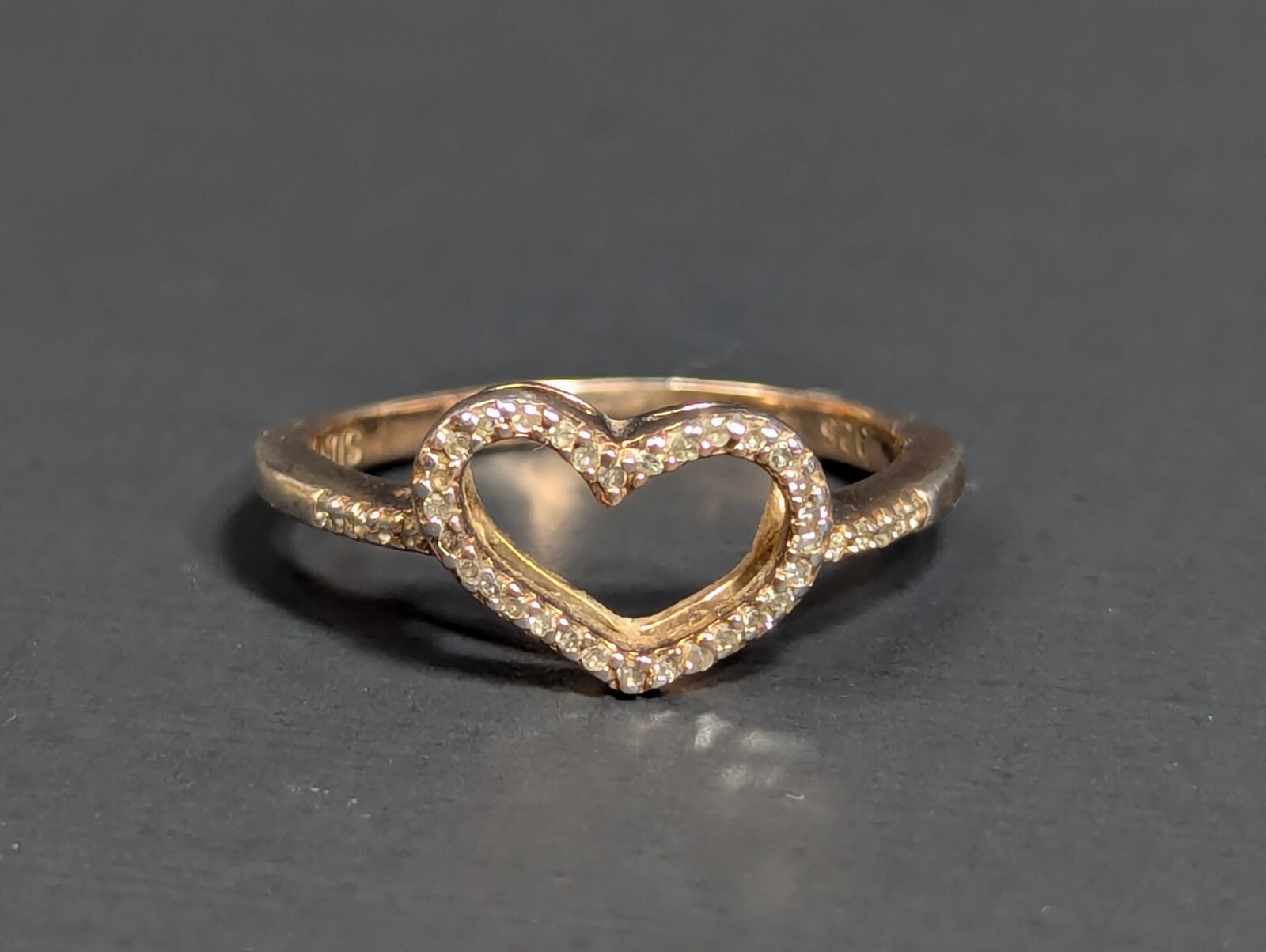 925 SUN Sterling Silver Diamond Open Heart Ring S… - image 24