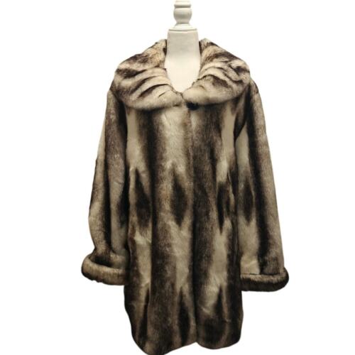 Pamela McCoy Faux Fur Mid length Coat sz 1X - image 1