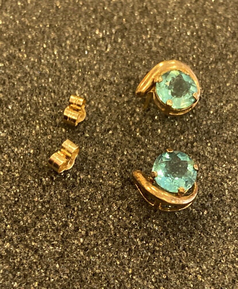 9ct yellow gold APATITE Round Stud Earrings plus … - image 3