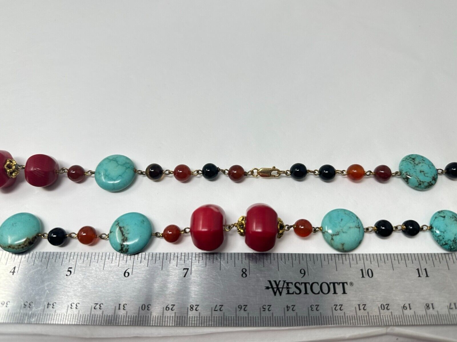 Vintage 14k Gold-Filled Blue Turquoise Red Coral … - image 10