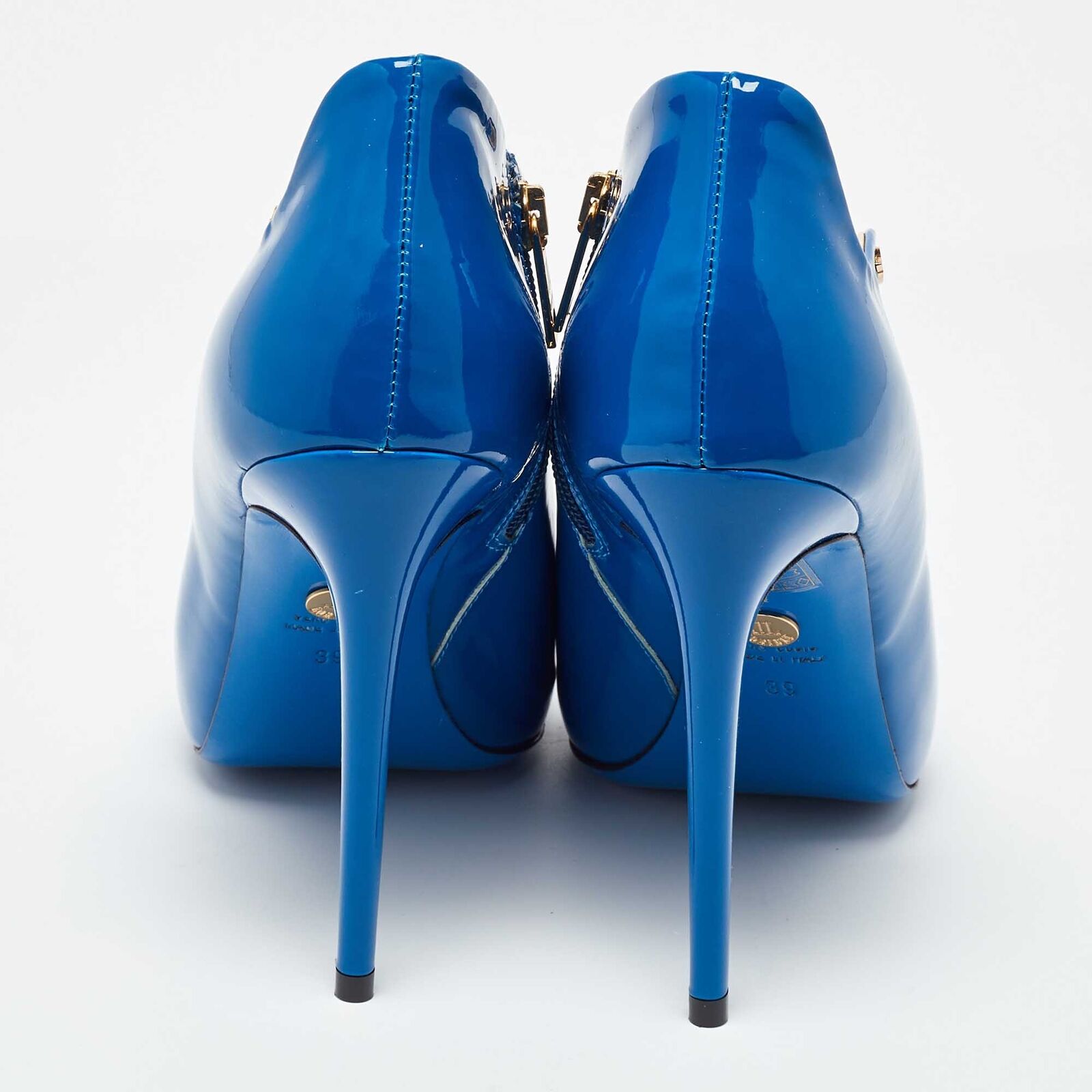 Loriblu Blue Patent Leather Peep Toe Pumps 39 - image 5