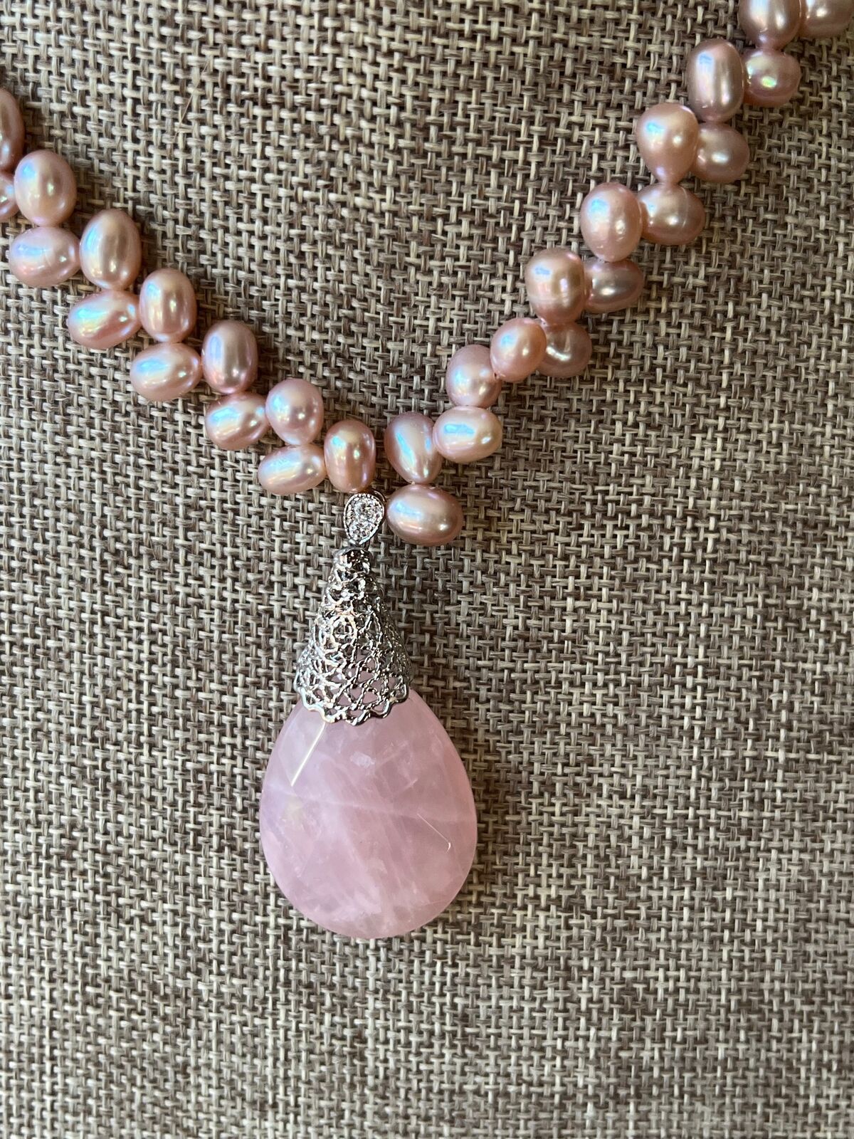 Freshwater Pearl and Rose Quartz Necklace - image 3