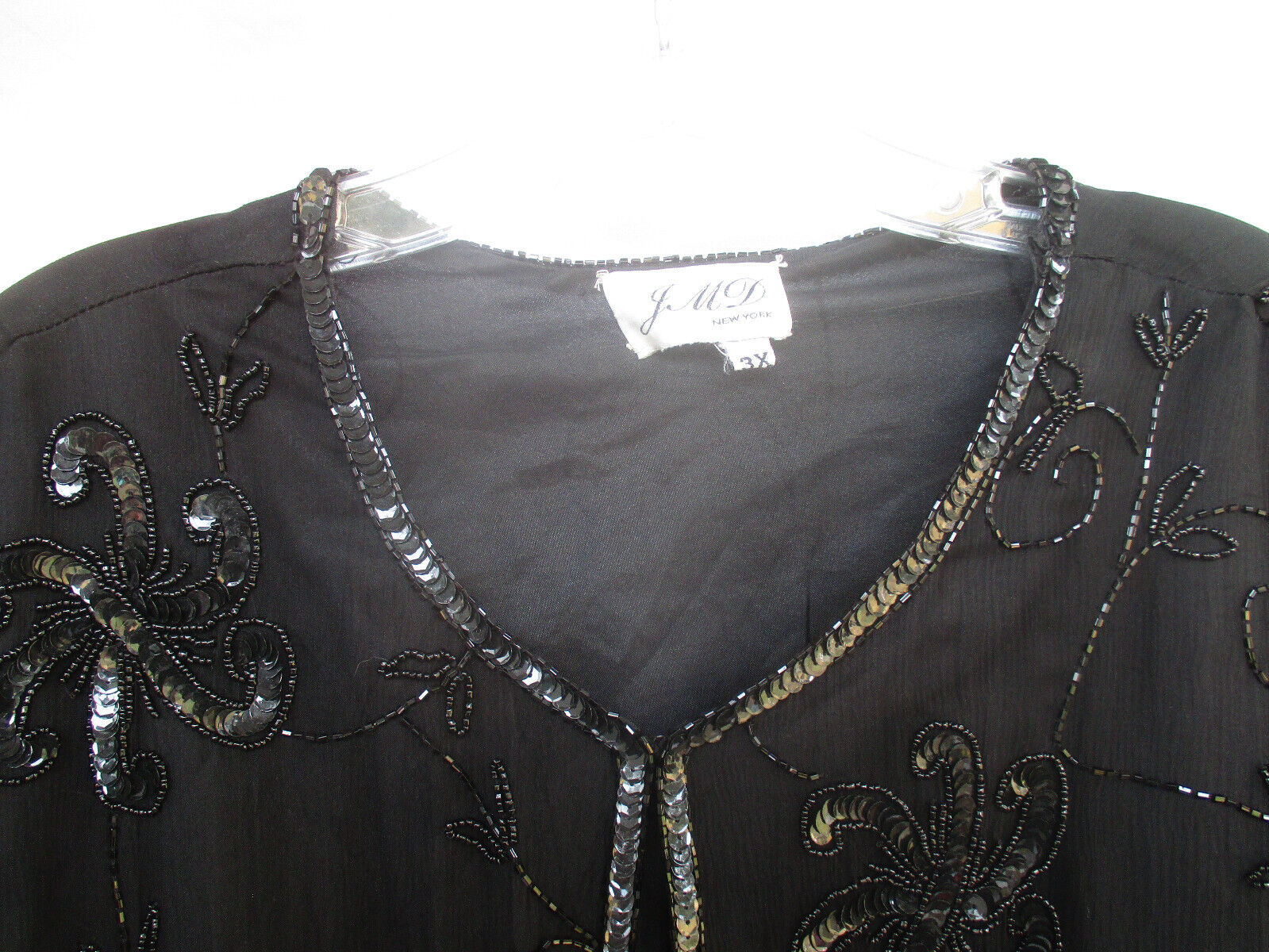 VTG JMD New York 3x Black Beaded Sequined Evening… - image 9