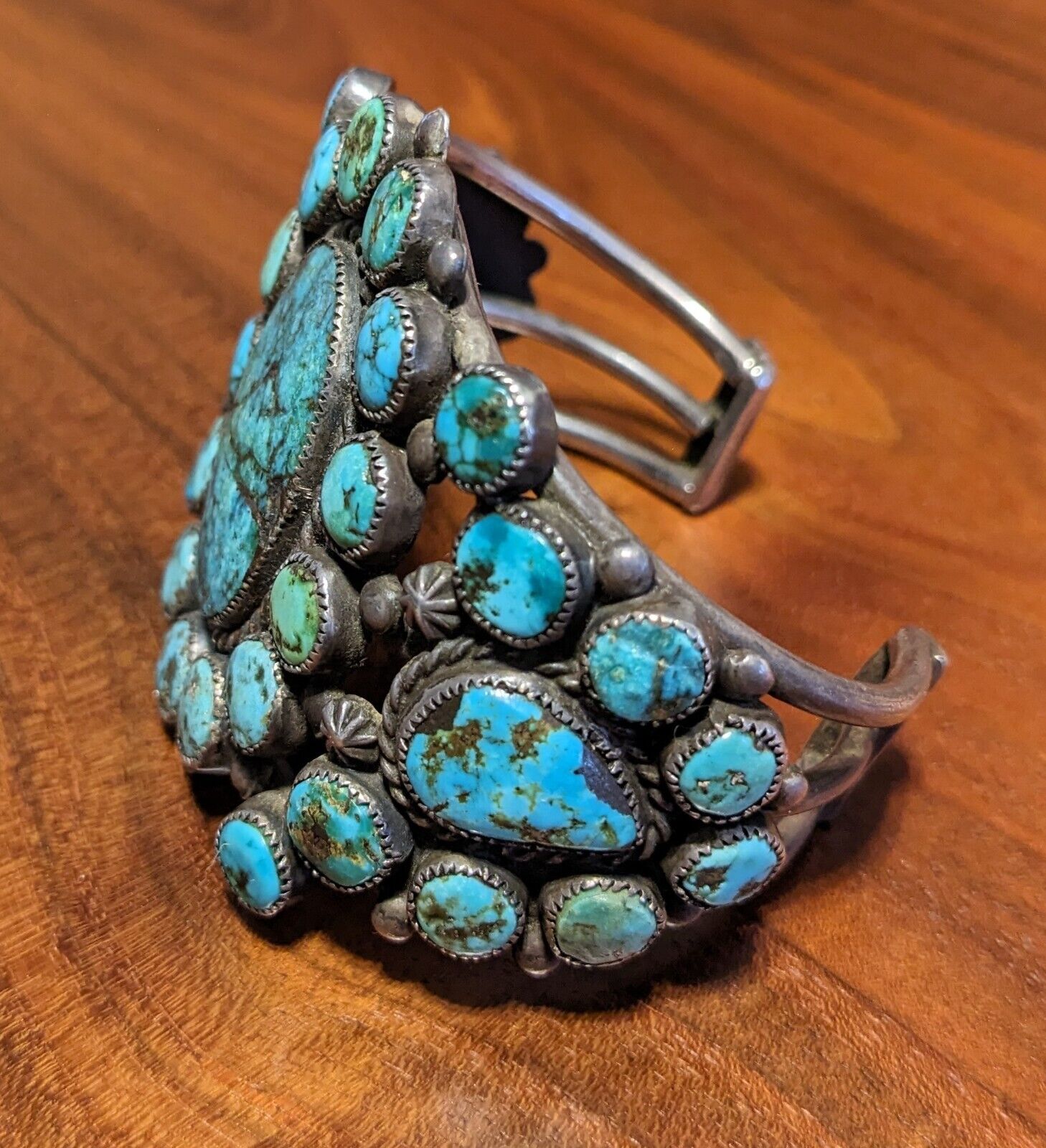 Vintage Native American Navajo Turquoise Cluster … - image 2