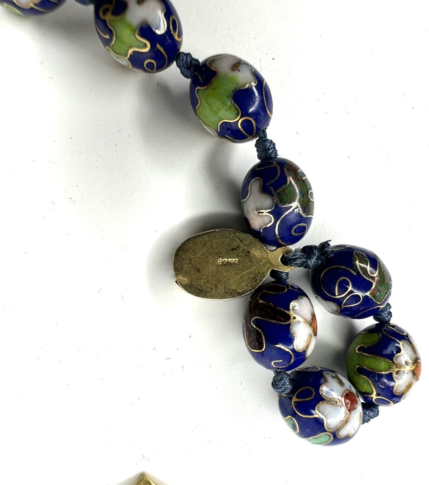 Vintage Chinese Export Blue Floral Cloisonne Bead… - image 5