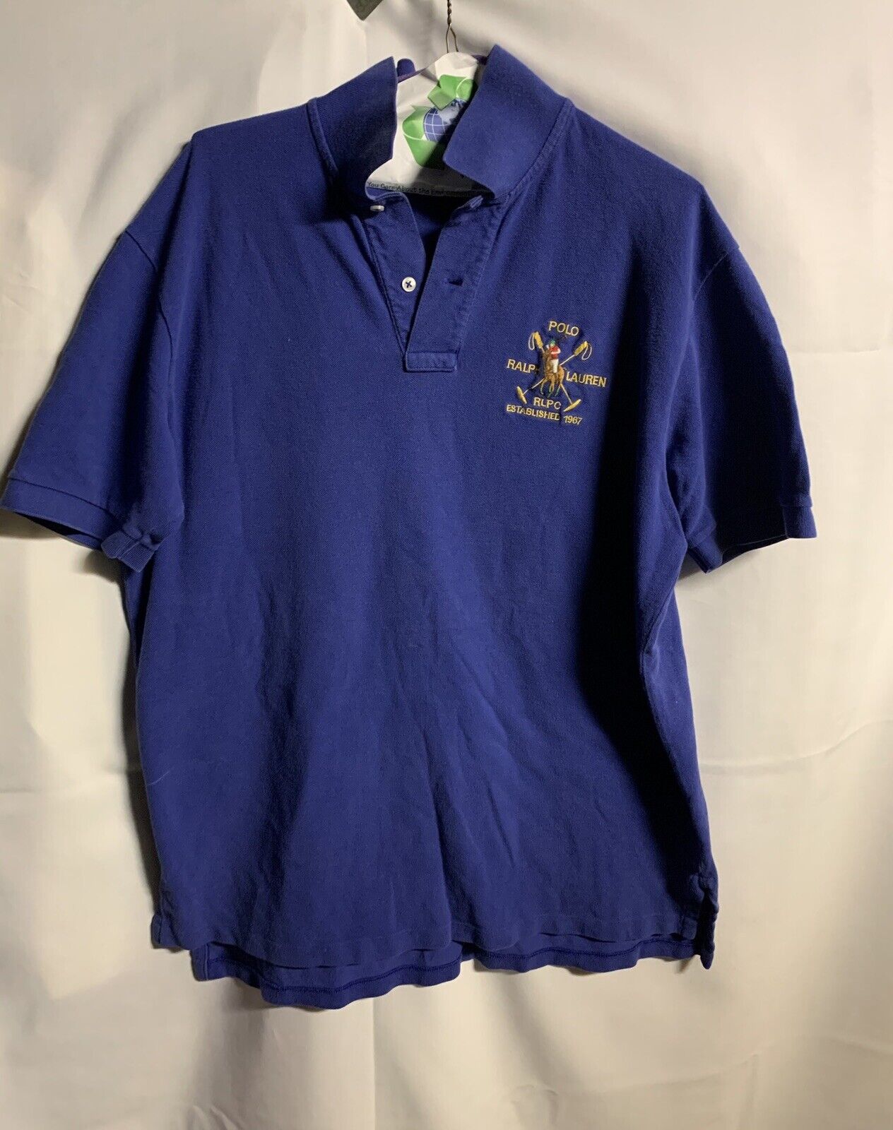 Rare Vtg  POLO Ralph Lauren Logo Polo Shirt Blue … - image 2