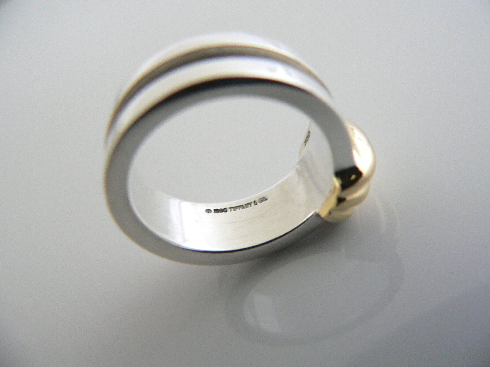 Tiffany & Co Silver 18K Gold Ring Atlas Band Sz 5… - image 4