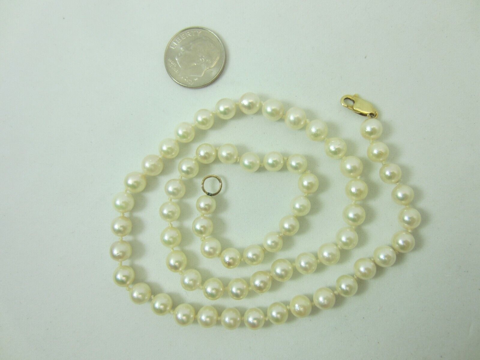 Genuine Saltwater Cultured Pearl Necklace 6 mm 17… - image 4