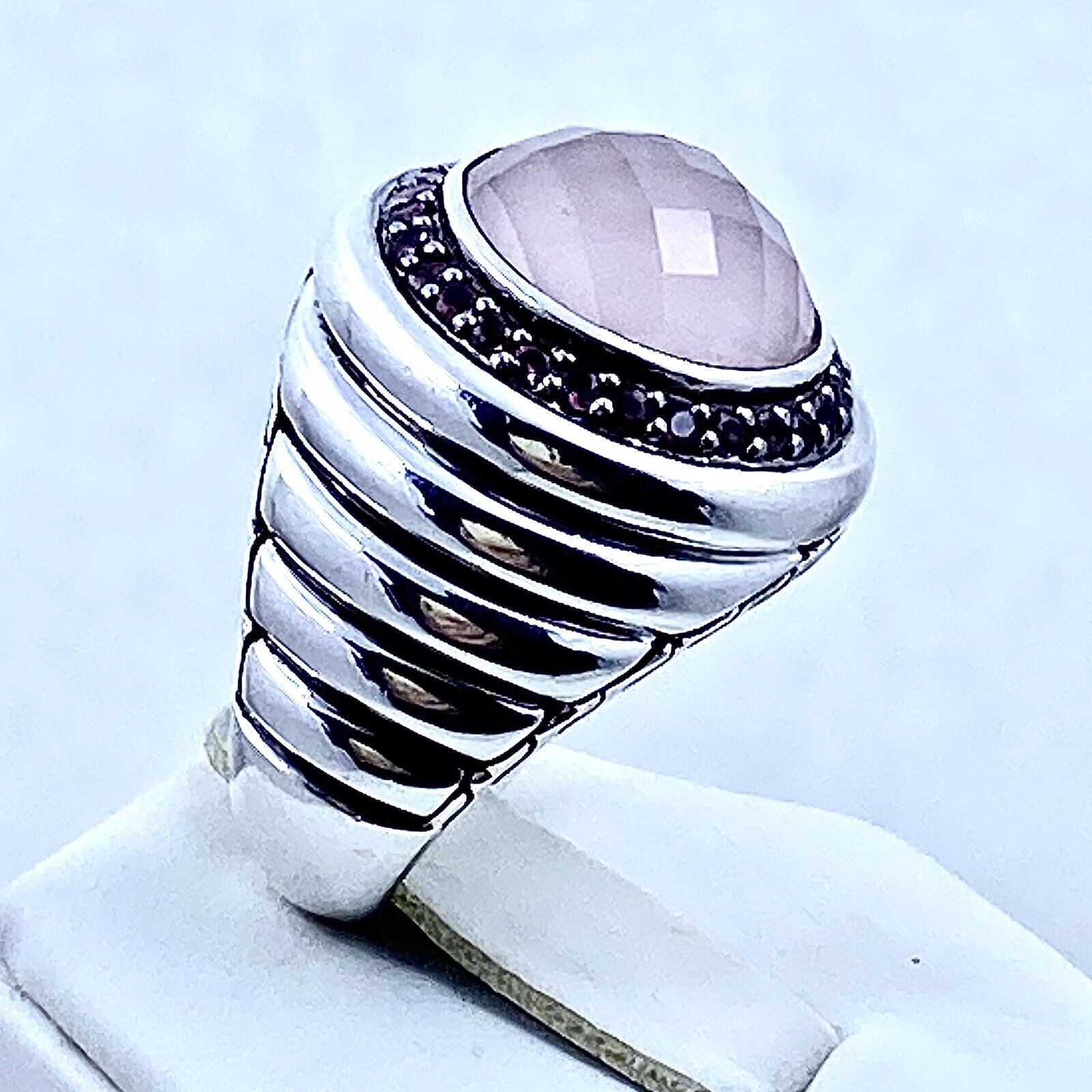 John Hardy Batu Bedeg Rose Quartz Halo Ring - Siz… - image 2