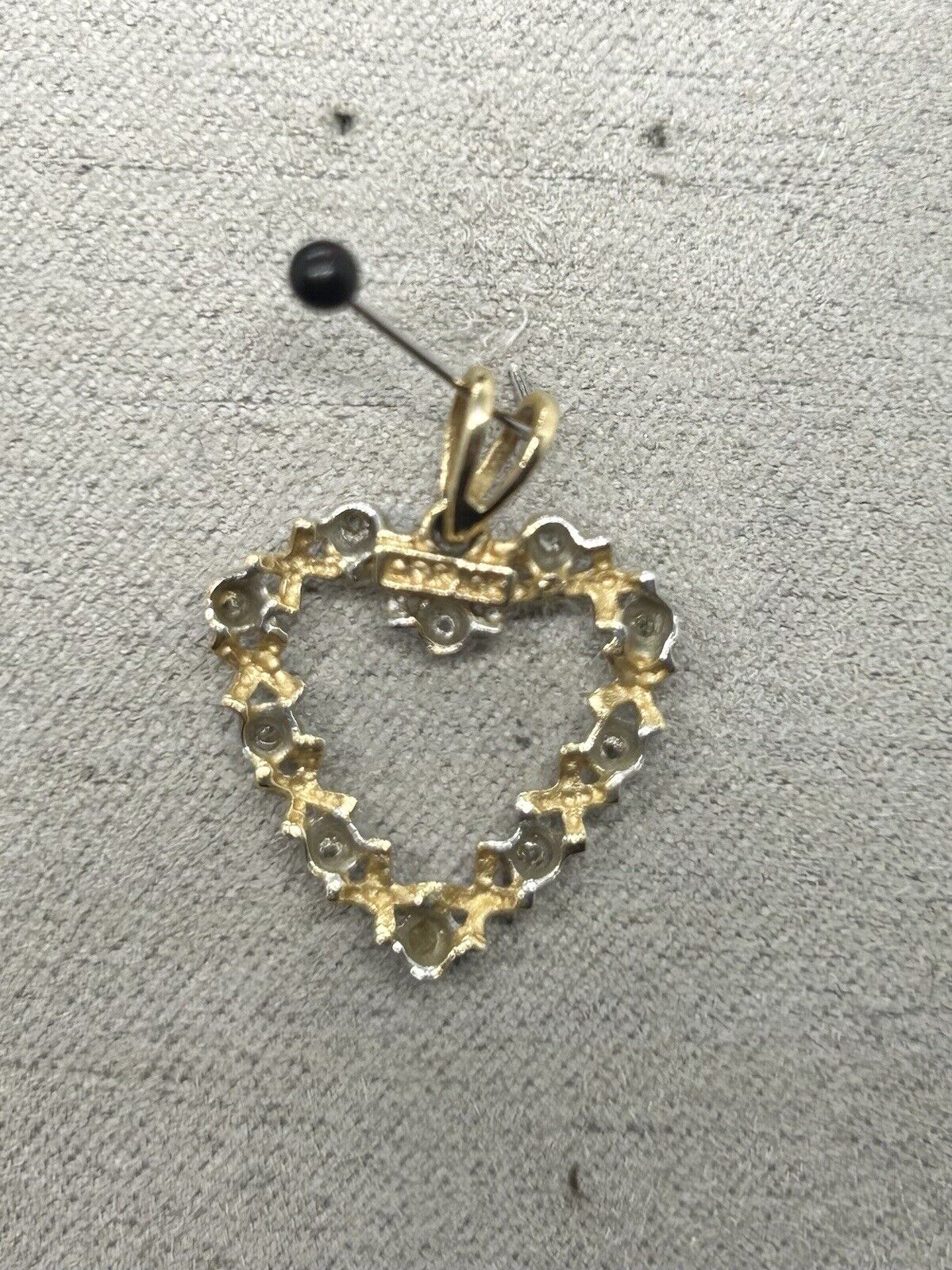 Estate 10k Yellow Gold Diamond Twisted Love Heart… - image 5