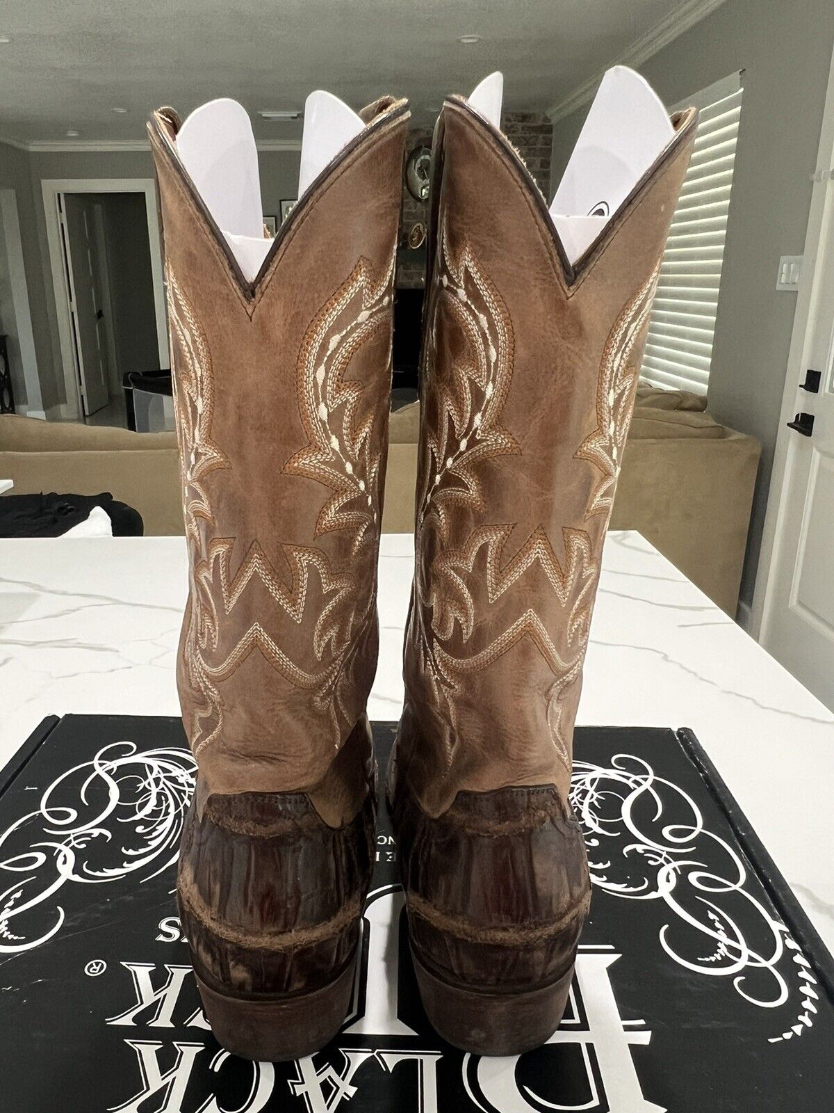 Lucchese Giant alligator burke boots chocolate br… - image 4