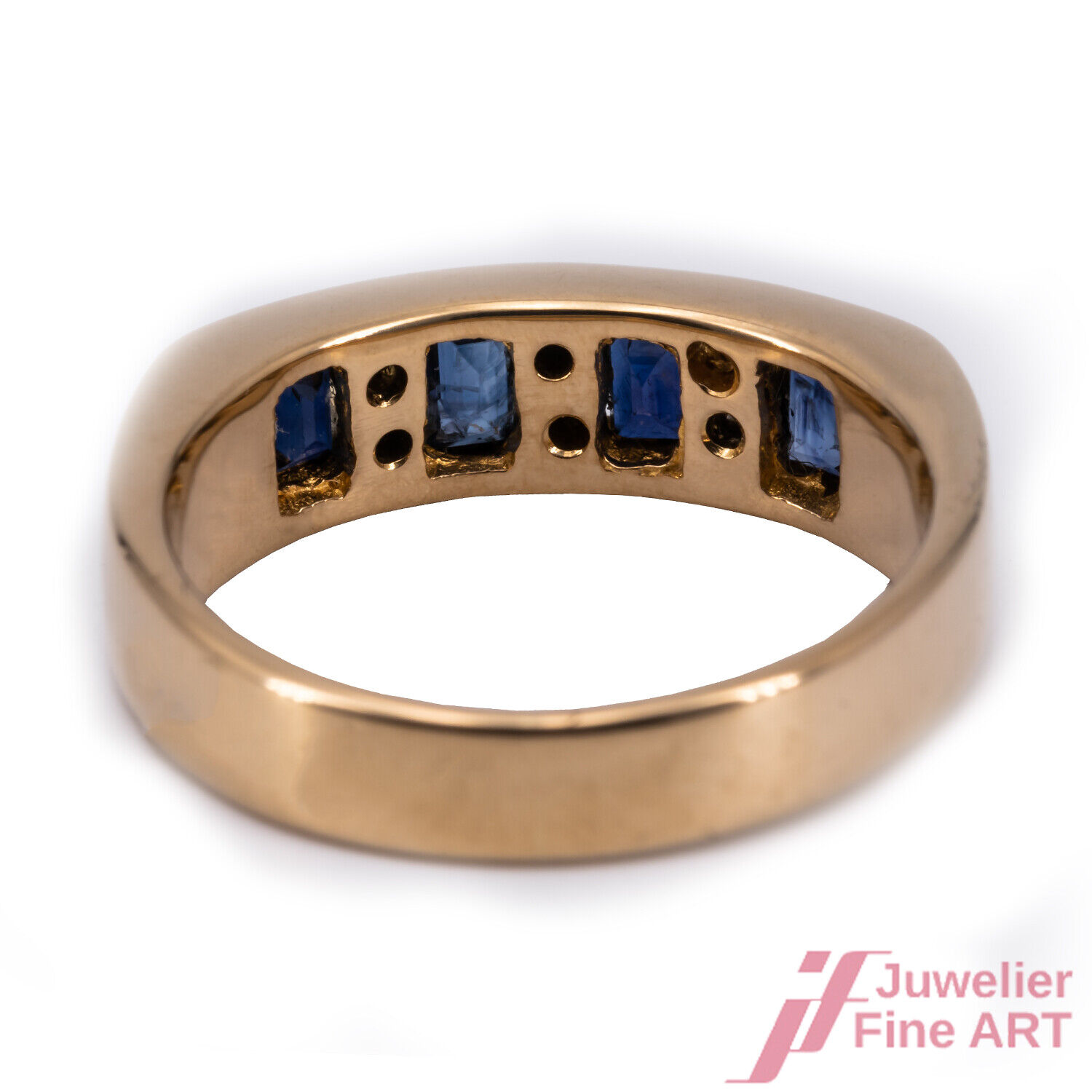 Ring 750/18K Yellow Gold Sapphire Blue Diamonds B… - image 5