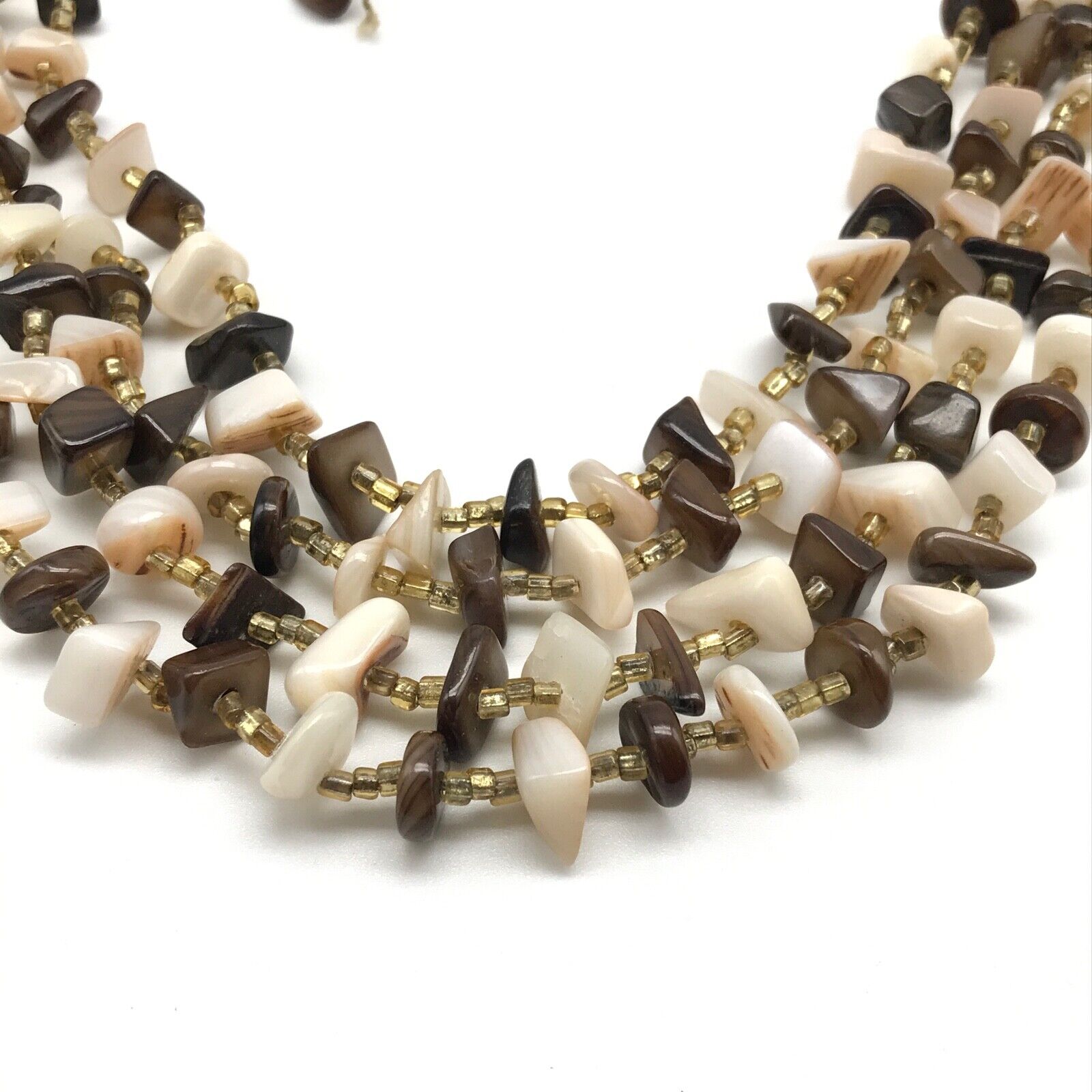 Vintage Mother Of Pearl Nugget Beaded Four Strand… - image 5