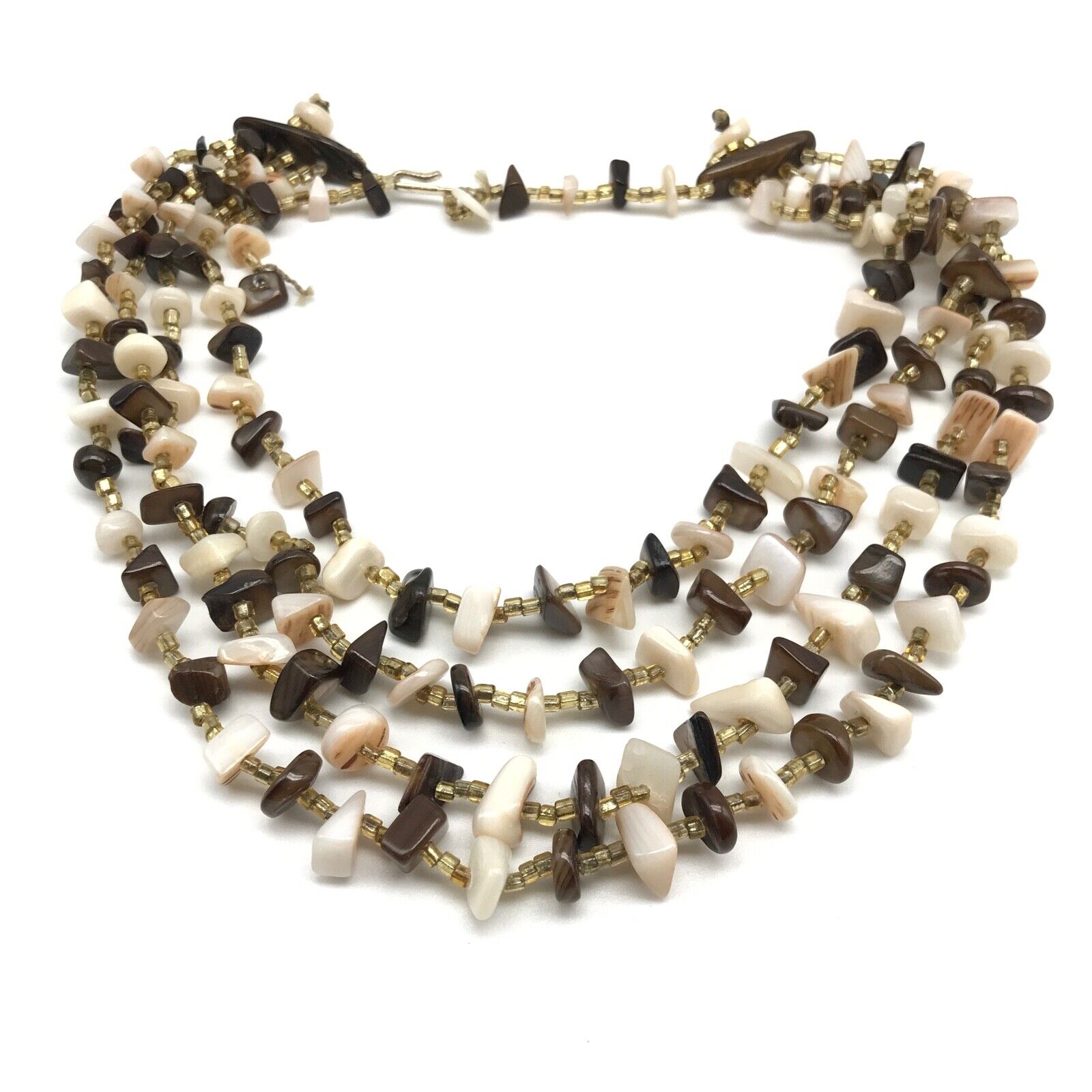 Vintage Mother Of Pearl Nugget Beaded Four Strand… - image 7