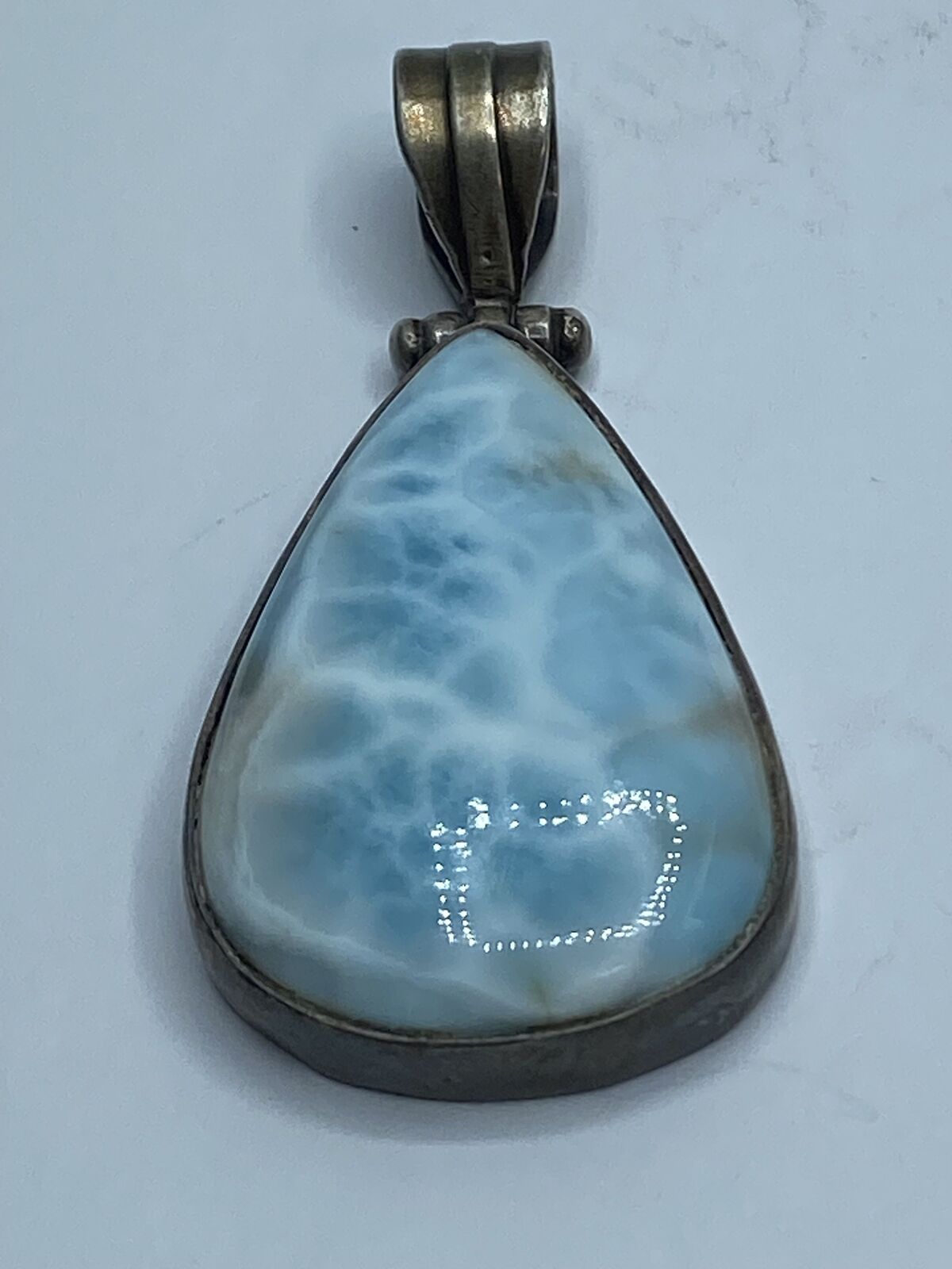 Sterling silver Larimar Large Teardrop Pendant 17… - image 3