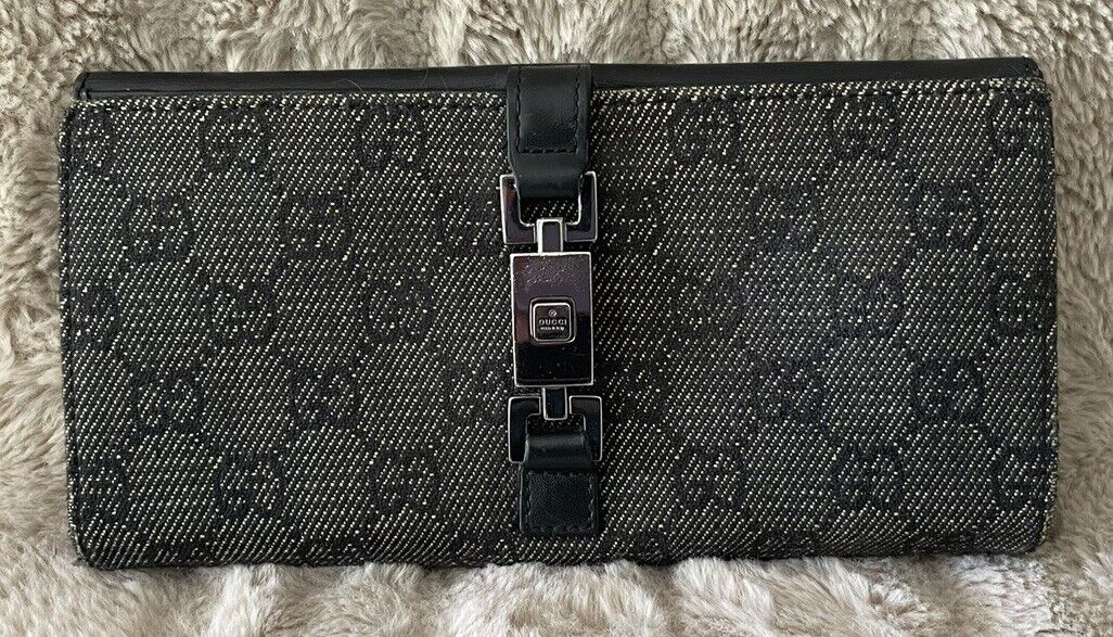 GUCCI Jackie Vintage Canvas Black Long Wallet AUT… - image 1