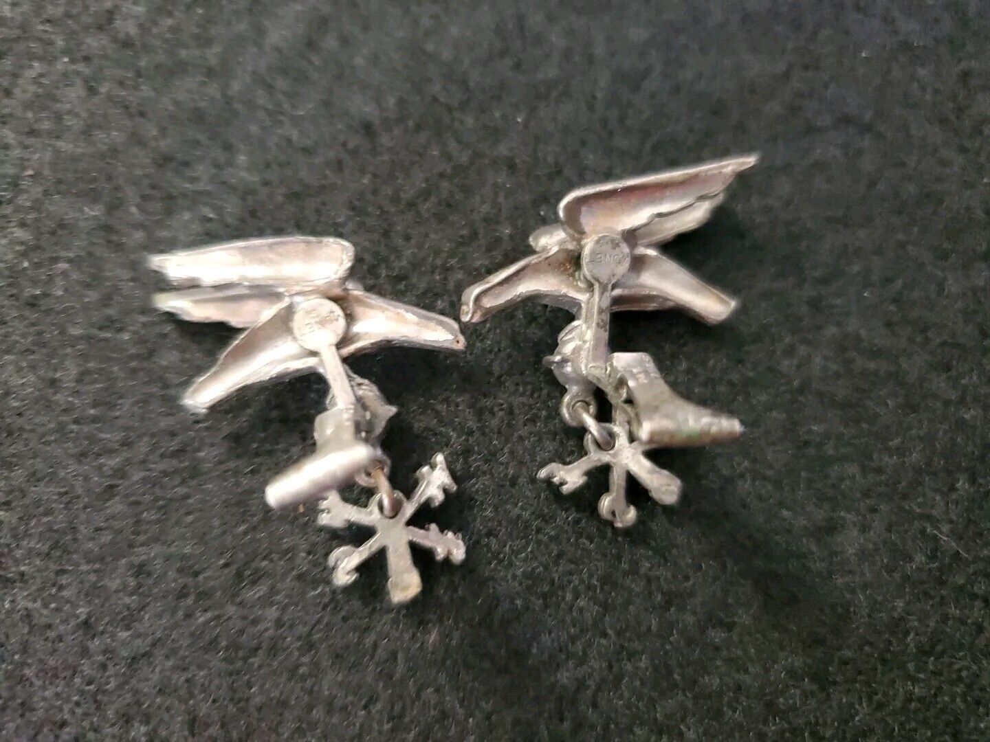 Vintage Rare Monet Eagle Bird Compass Clip On Ear… - image 3