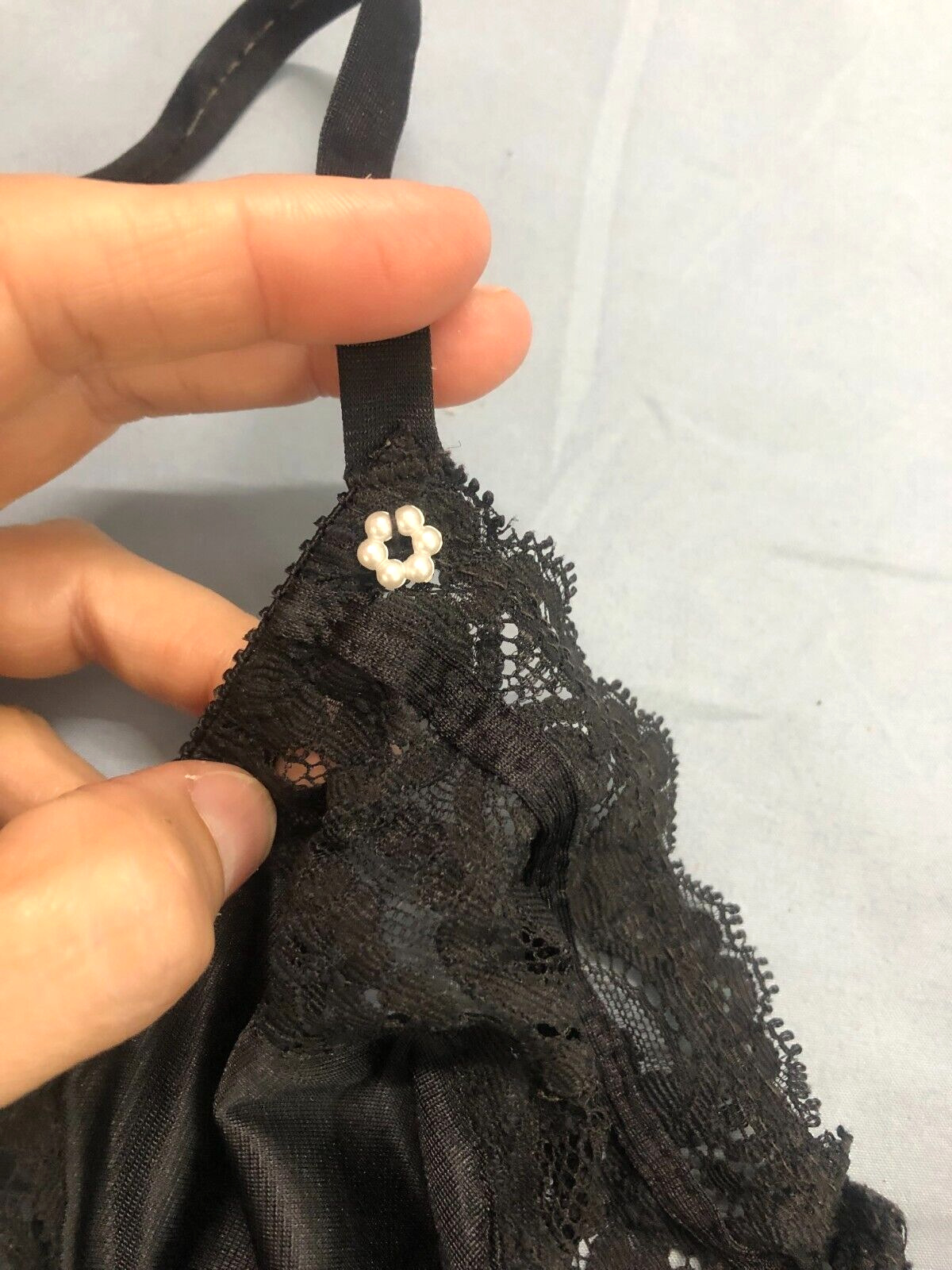 VTG CHRISTIAN DIOR INTIMATES Thin SATIN Black MES… - image 3