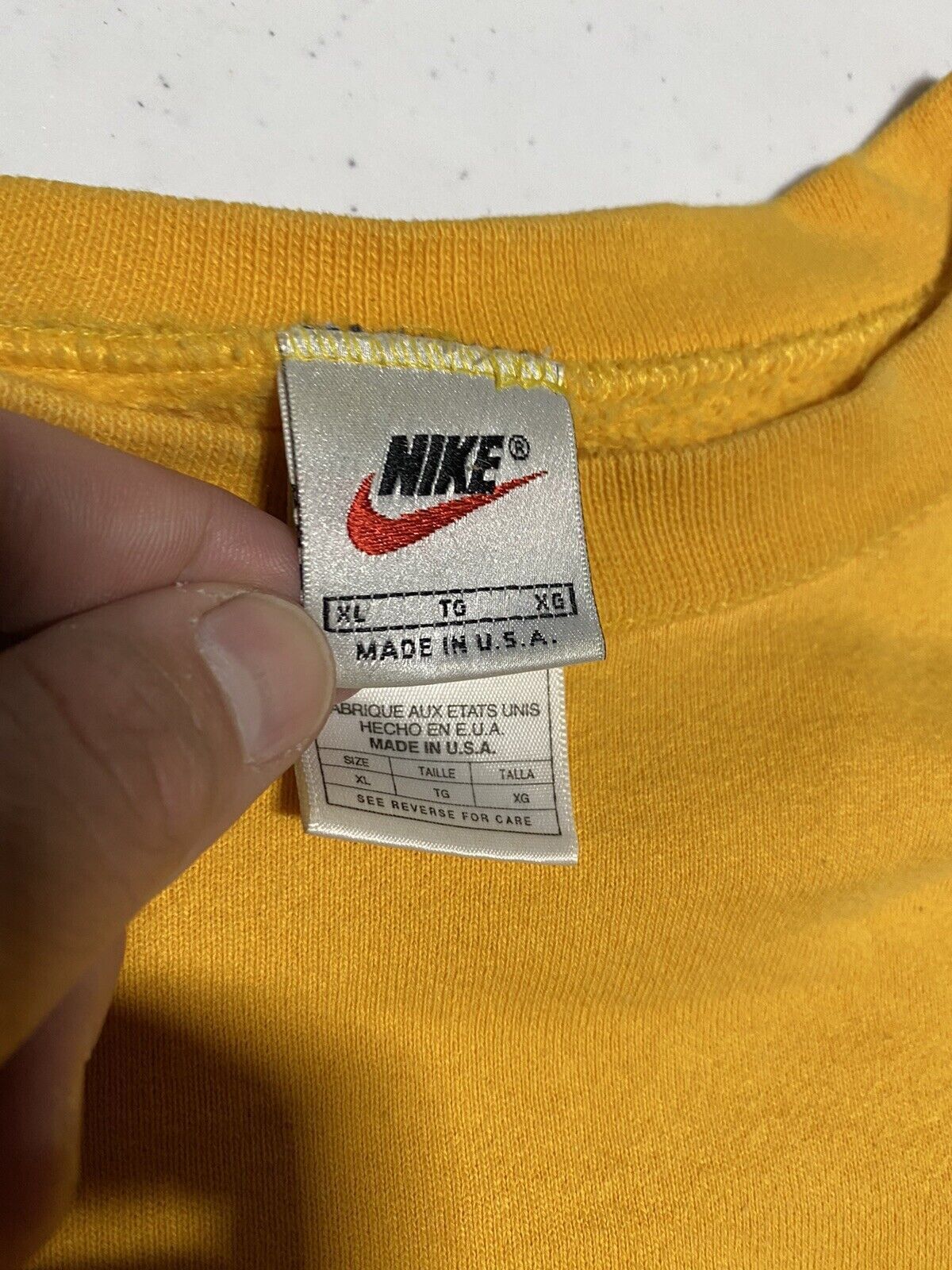 Vtg 90s Nike Mini Swoosh Yellow Crewneck Sweatshi… - image 6