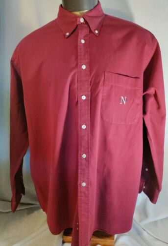 Men Nautica solid red button collar front cotton o