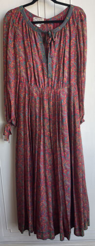 Vtg 1970s Treacy Lowe Rare Red Floral Tissue Silk… - image 1